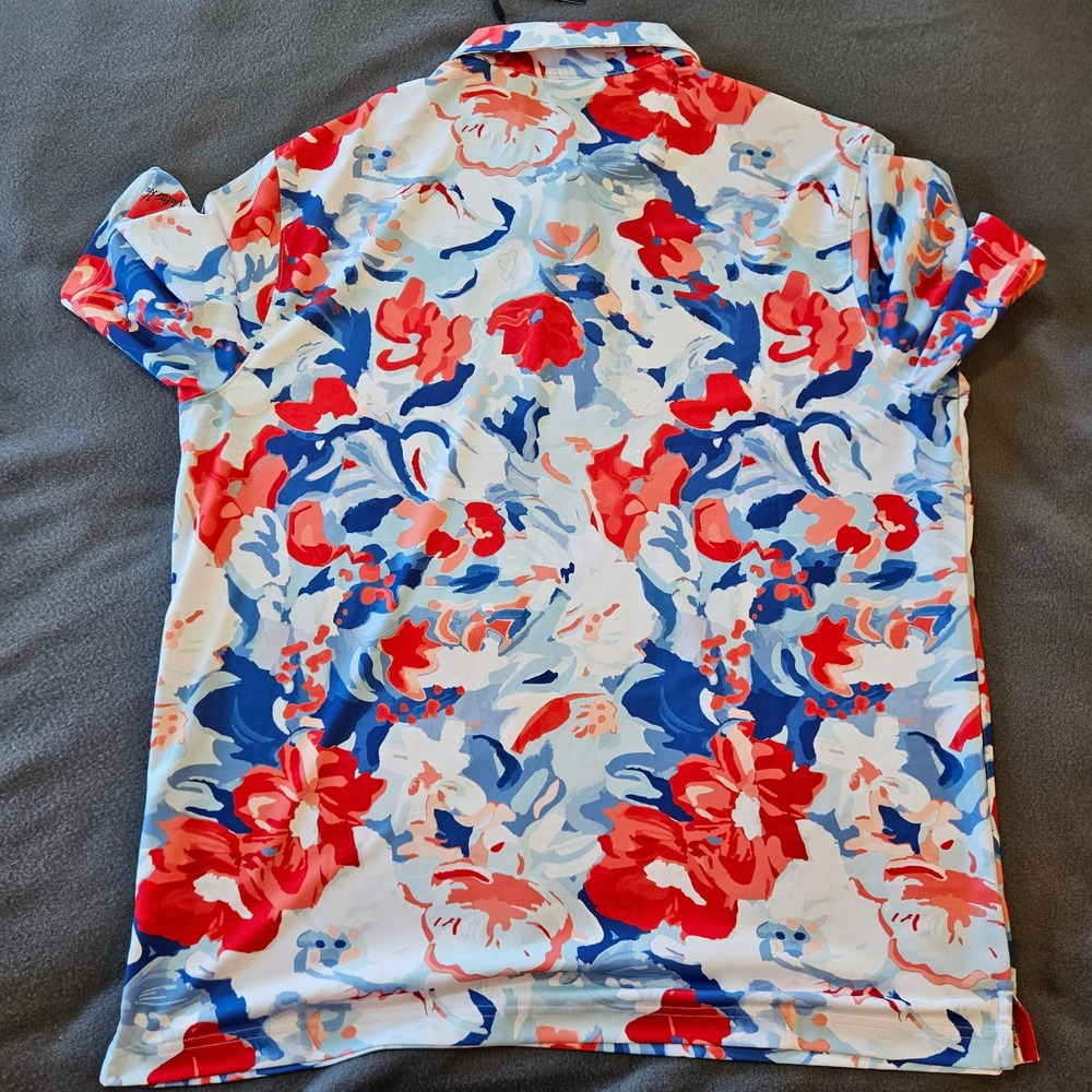 Walter Hagen Mens XL Performance 11 Golf Polo‎ Shirt Florals Red white Stretch - Picture 6 of 6